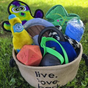 Basket of dog toys